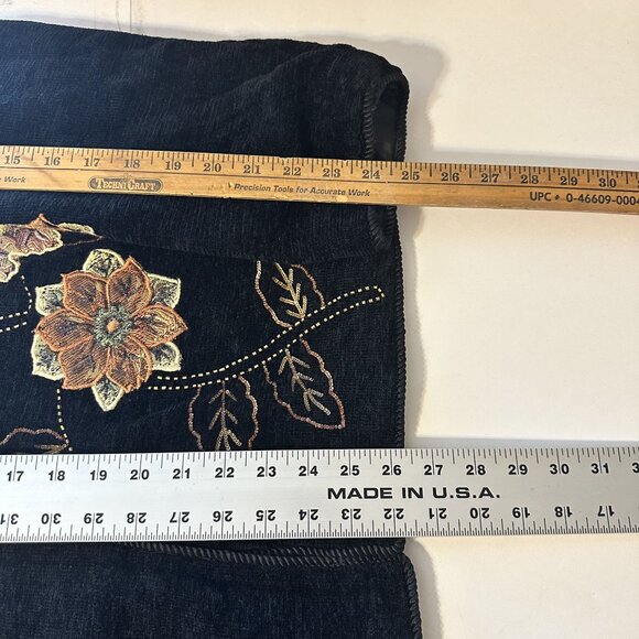 Vtg Womens Julia Kim Jacket Black Floral Embroidered Long Sleeve Rayon Blend XL - Picture 7 of 8